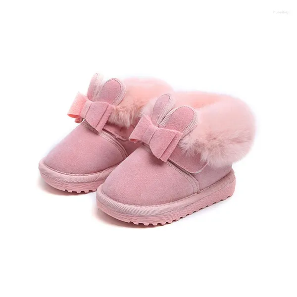 Сапоги, зимние детские зимние ботинки для маленьких девочек, плюшевые бархатные ботинки принцессы для детей, теплая хлопковая модная обувь до щиколотки
