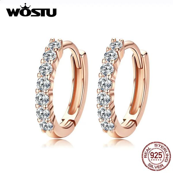 WOSTU Genniue 925 Sterling Silver Rose Golden Orecchini fai da te con orecchini a cerchio in zircone per le donne che fanno gioielli CQE351-C 240119