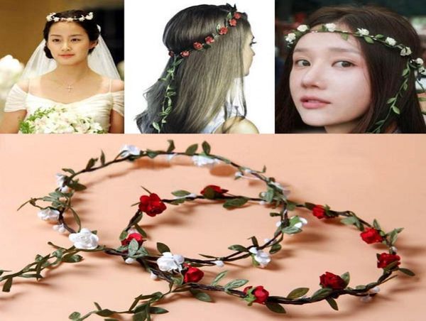 Neue Mode Hochzeit Braut Mädchen Kopf Blume Krone Rattan Girlande Hawaii Blumenkopf Kranz Haar Formal Atemberaubende grüne Accessor7111138