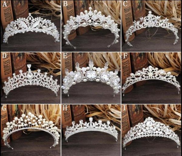 Wunderschöne funkelnde silberne große Hochzeit Diamante Pageant Tiaras Haarband Kristall Brautkronen für Bräute Haarschmuck Kopfschmuck7328521