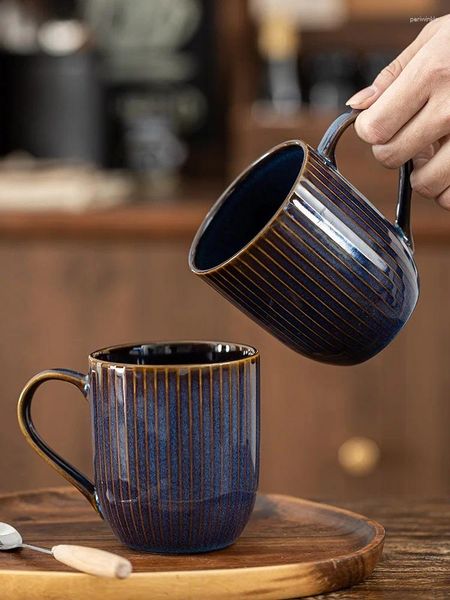 Кружки Ретро Керамика Бытовая чашка для воды Узор для питья Простая практичная мода Экологичная в полоску