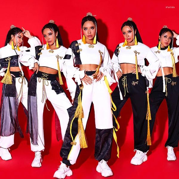 Palco desgaste meninas grupo gogo dançarinos roupas estilo chinês jazz dança desempenho trajes boate bar dj rave roupas dqs15083