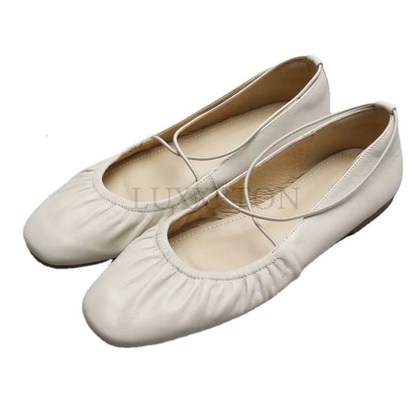 Mulheres ballet apartamentos elástico deslizamento em sapatos planos feminino dedo do pé quadrado sola macia sapatos de barco confortáveis senhoras sapatos 240123