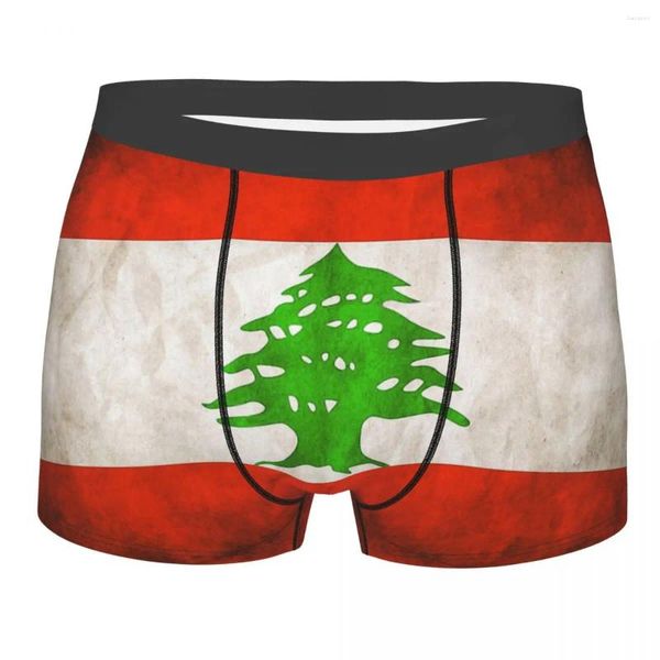 Cuecas Bandeira Nacional Líbano Calcinha de Algodão Libanesa Cueca Masculina Confortável Shorts Boxer Briefs