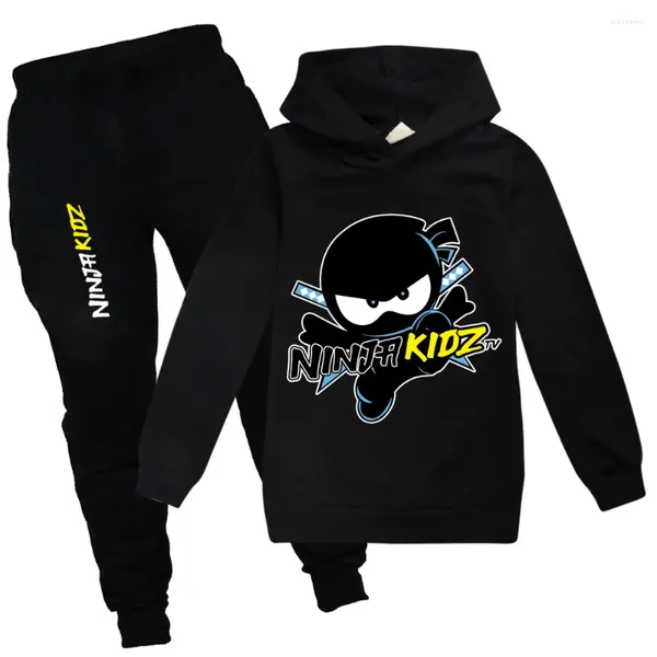 Giyim setleri ninja erkekler set bahar sonbahar moda kapşonları eşofman kidz kapüşonlu tişört takım elbise çocuklar çocuk kız sweatshirt