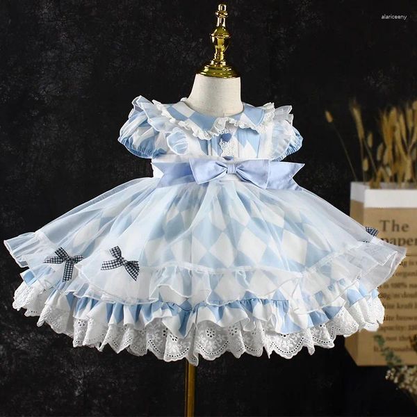 Vestidos da menina vestido espanhol para crianças princesa real vestido de baile meninas festa de aniversário infantil rendas robe crianças boutique roupas