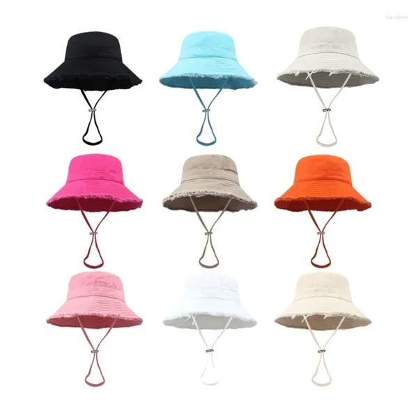 Berets Erwachsene Anti-UV-Eimerhut mit Legierungsabzeichen Outdoor-Sport-Fischerkappe für Frauen Teenager Lässige Sommersonnencreme