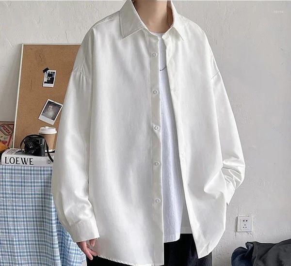 Männer Casual Hemden Männer Koreanische Mode Weiß Langarm 2024 Mens Harajuku Schwarz Übergroßen Hemd Männlich Button Up Blusen 5XL