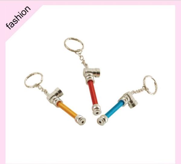 Portachiavi Pipa Accessori Strumenti Fumo Sigaretta in metallo Pipa per tabacco in alluminio a base di erbe secche 6 colori 74 mm di lunghezza8811064