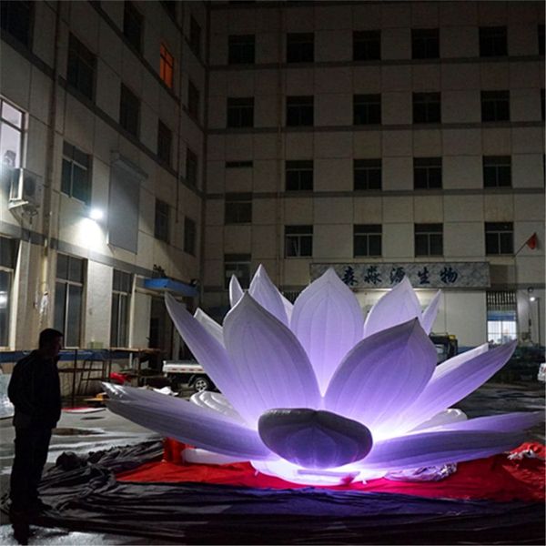 10md (33 pés) com ventilador atacado flor de lótus inflável gigante com luz led para 2024 concerto inflável ao ar livre decoração de palco de boate