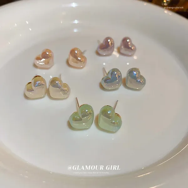 Brincos Eternidade Amor Minimalista Coração Orelha Piercing Prata Muitas Cores Moda Mulheres Chic Jóias Studs