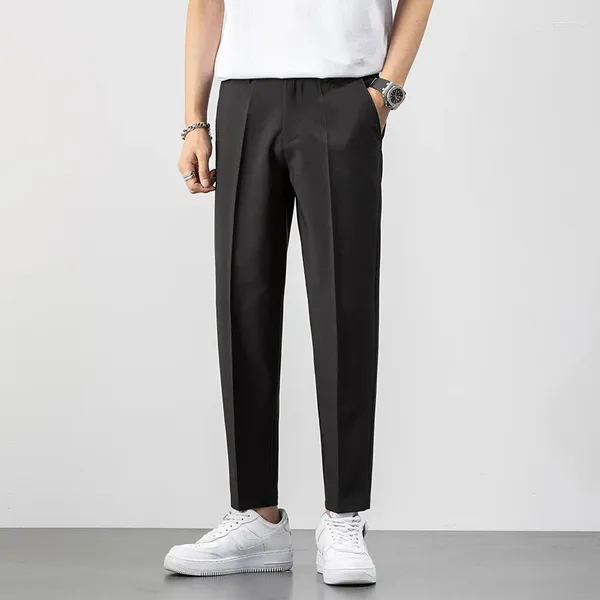 Männer Hosen 2024 Marke Sommer Knöchel-Länge Männer Stretch Business Anzug Klassische Schwarz Grau Korea Straigh Casual Formale Hosen männlichen