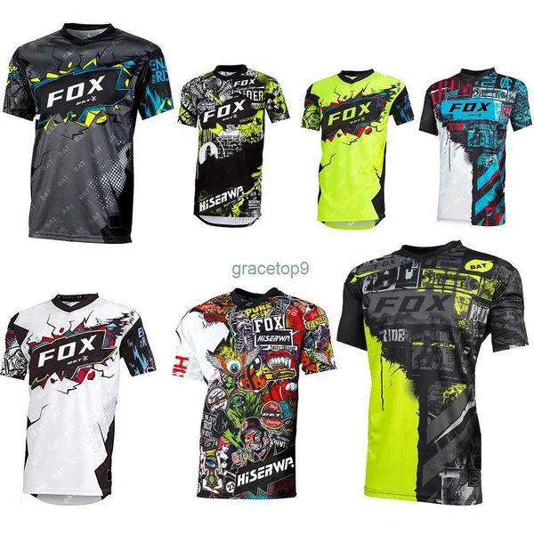 Homens camisetas Mens Downhill Jerseys Bat Fox Mountain Bike MTB Jersey Offroad Dh Motocicleta Motocross Sportwear Roupas D2PW