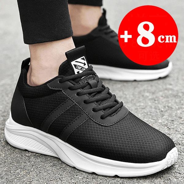 Aumento do elevador de tênis para homens de altura que crescem sapatos Aumente os sapatos 6-8cm 240129