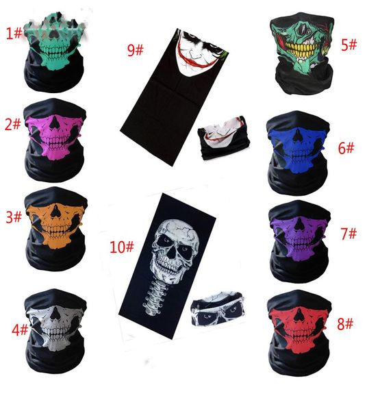 Schädel halbe Gesichtsmaske Schal Bandana Fahrrad Motorrad Schals Schal Hals Gesichtsmaske Radfahren Cosplay Ski Biker Bandanas 10 Farbe9153782