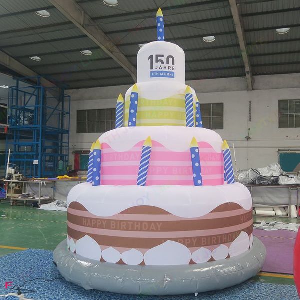 Großhandel Spiele Werbung Schlauchboote Aktivitäten Werbung 6 m 20 Fuß hoher riesiger aufblasbarer Kuchen für Geburtstagsparty-Dekorationen