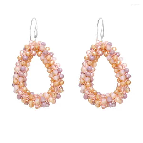 Orecchini pendenti FLOLA INS Perline rosa Goccia d'acqua per le donne Colore argento Ganci per le orecchie Teardrop Boho Gioielli Oorbellen Ersr60