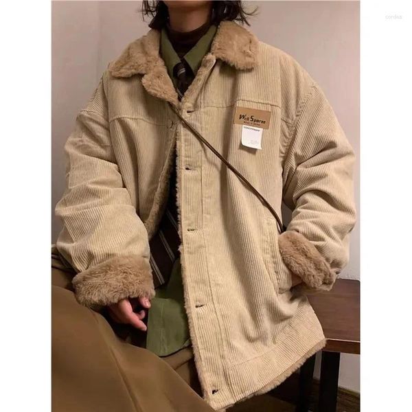 Giacche da donna Velluto a coste invernale Spessore caldo Parka Donna Peluche Streetwear Felpa con colletto alla moda coreana a maniche lunghe Harajuku oversize