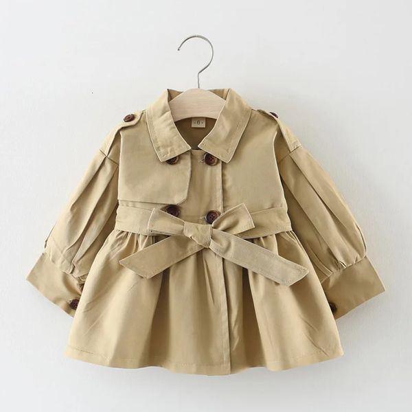 Abbigliamento per bambini Cappotto per bambina Giacca per bambini Primavera Autunno Stile coreano Carino lungo trench per bambina Giacca a vento 240202