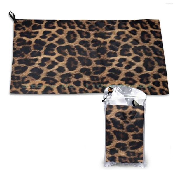 Asciugamano con stampa leopardata, asciugatura rapida, palestra, sport, bagno, portatile, animale, morbido, assorbente del sudore, tasca ad asciugatura rapida, confortevole