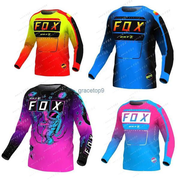 Мужские футболки, мужские майки с длинным рукавом для горного велосипеда, рубашки для скоростного спуска, эндуро, футболки для мотокросса, гонок на мотоциклах, Mtb Bat Fox, футболка Hszd