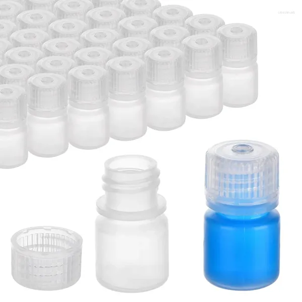 Bottiglie di stoccaggio 50 pezzi Set di bottiglie di plastica da 8 ml Kit di reagente a bocca larga Piccolo campione vuoto di polipropilene