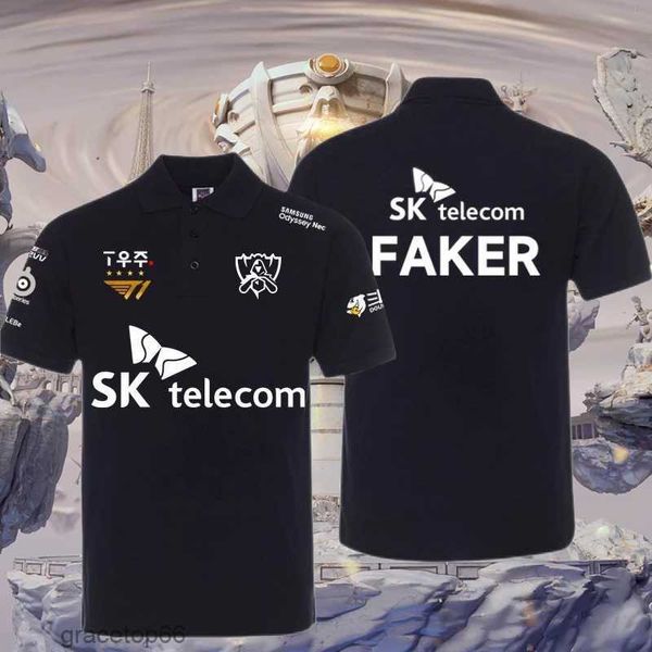 Polos masculinos Skt T1 Esports Team Roupas Imprimir League of Legends Faker Camisetas Moda Streetwear Camisa Polo Oversized Homme Manga Curta Gumh