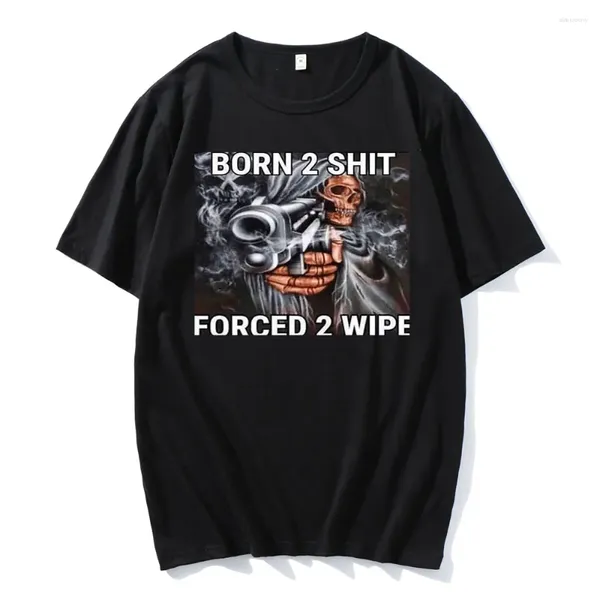 Herren T-Shirts Mode Anime The Born To Shit Forced Wipe Print O-Ausschnitt T-Shirt Hochwertige übergroße Herren Casual Short T-Shirts