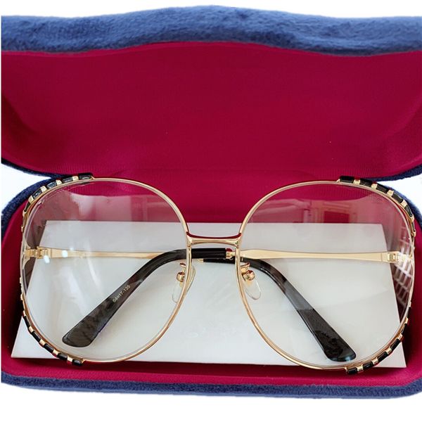 NOVA ESTRELA 596OA Lux Big Glasses Frame 58-19-135 Mulheres ocas de metal redondo Exqusite Placing Colorful Plating para a prescrição de óculos de óculos de prescrição Caso de design completo