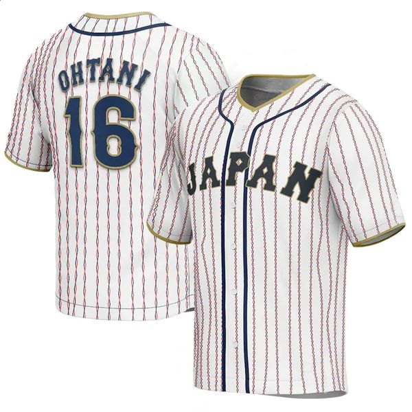 Bg Baseball Jersey Japão 16 Ohtani Jerseys Costura Bordado Esportes Ao Ar Livre Alta Qualidade Branco Stripe Mundo 240122