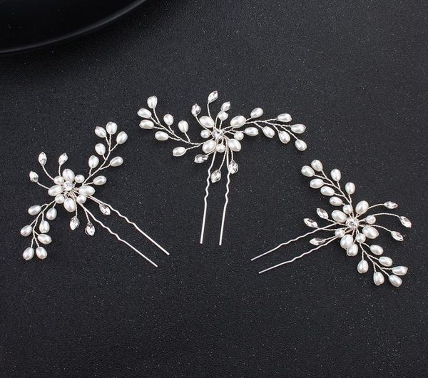 3pcs Moda Bakır El Yapımı Avusturya Kristal İnciler Saçkoplar Düğün Saç Aksesuarları Kadın Saç parçaları Gelin Tiara JCF0309541455