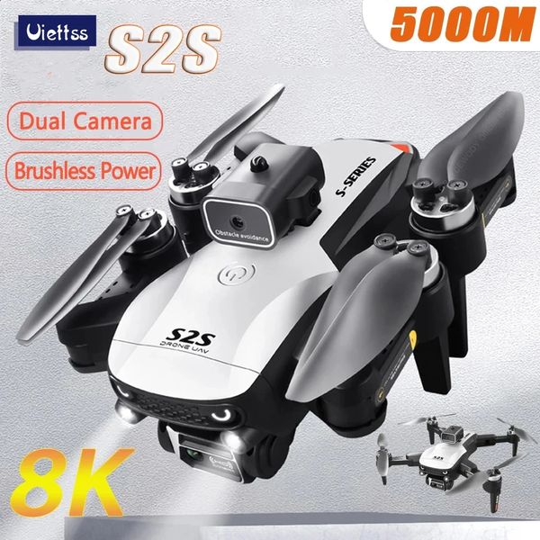 S2S Drone 8K HD Doppia Fotocamera Motore Brushless Evitamento Ostacoli Dron RC Elicottero Professionale Pieghevole Quadcopter Giocattolo 240118