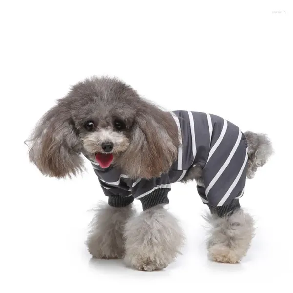 Hundebekleidung 2024 Haustier Weiche Pyjamas Stripped Jumpsuit Niedliche Kleidung Welpen Bodysuit Frühling Sommer für kleine mittelgroße Hunde Katzen