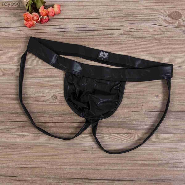 Cuecas calcinha nova masculina sexy tanga roupa interior couro pu resistente ao desgaste confortável e respirável moda perto preto s m l yq240215