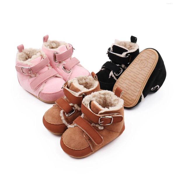 Сапоги для девочек, зимняя милая теплая детская прогулочная обувь до щиколотки для малышей 0-18 месяцев