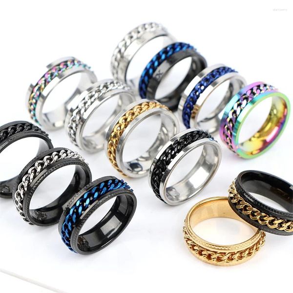 Cluster-Ringe, cooler drehbarer Edelstahl-Ring für Männer und Frauen, hochwertige Spinner-Kette, klassischer Punk-Rock, Rom, digitaler Schmuck, Party-Geschenk