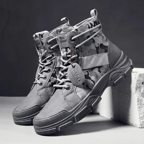 Мужские военные ботинки в стиле милитари, осенние камуфляжные ботинки с высоким берцем для пустыни, повседневные мужские ботинки на плоской подошве, дышащая нескользящая рабочая обувь, Zapatillas Hombre 240131
