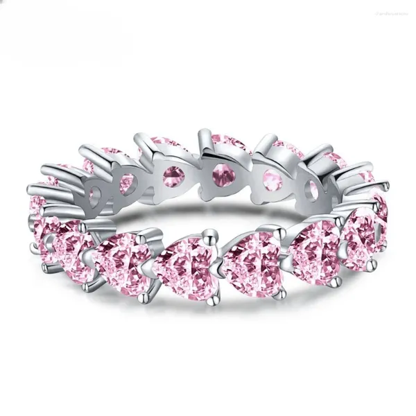 Anéis de cluster 925 prata esterlina amor trabalhado moissanite rosa azul tesouro anel de casamento moda feminina boutique jóias