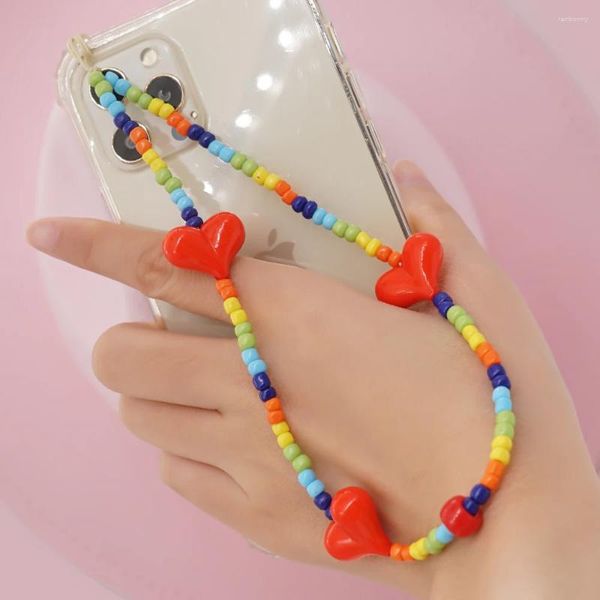 Link pulseiras go2boho 36cm casal corrente de telefone móvel acrílico pêssego coração incrível jóias cn 6/o contas para