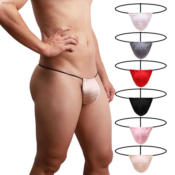 Slip Mutandine Vendita calda Uomini sexy Cotone G String Perizoma Vita bassa Biancheria intima Pantaloncini Mutande solide Custodia morbida YQ240215