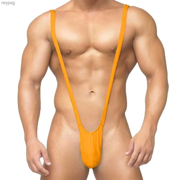 Slip Mutandine Costumi da bagno erotici Perizoma Intimo Tinta unita Body a V profondo Uomo Tute intere T-back Mutande Cueca YQ240215