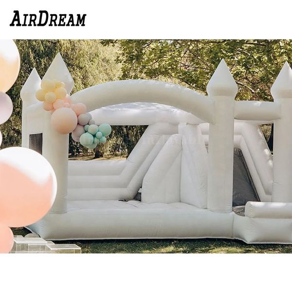 Atacado inflável salto salto jumper casa casamento bouncy castelo com slide combo todo branco bouncer cama de salto para venda frete grátis para porta 11