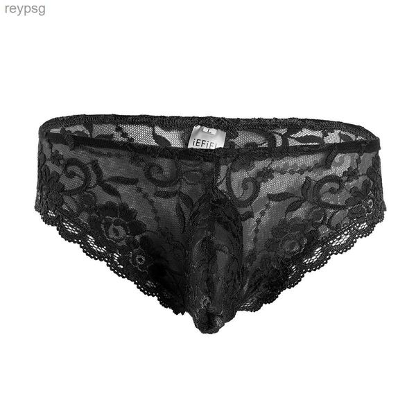 Briefs Panties Erkek Seksi Sissy Egzotik İç çamaşırı Nightwear Dantel Çiçek Bulma Koşusu Alt Rise Bikini İç çamaşırları YQ240215