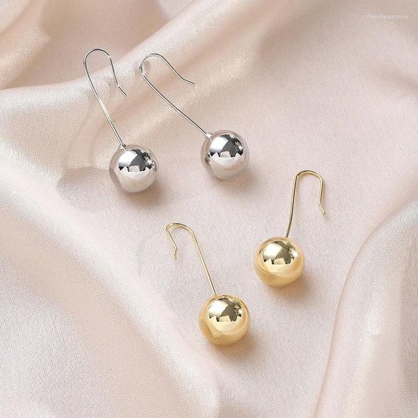 Серьги-гвоздики, модные креативные серьги золотого, серебряного цвета с металлическим шариком, крючки для ушей для женщин и девочек, простые круглые геометрические украшения, подарок