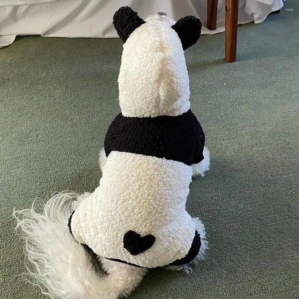 Vestuário de cão Adorável Panda Forma Traje Com Capuz 4-Legged Pet Romper Outono Inverno Pelúcia Pequena Roupas