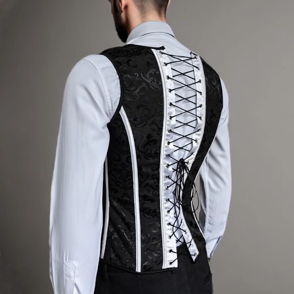 Gilet da uomo addome corsetto vintage stampa floreale elegante gilet ossa dimagrante controllo dello stomaco corsetto stretto costume fatto a mano 240129