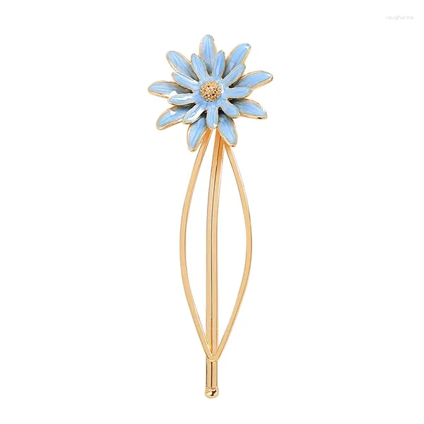 Grampos de cabelo azul/rosa/cinza esmalte cobre flor jóias para mulheres romântico amostra design único acessório atacado