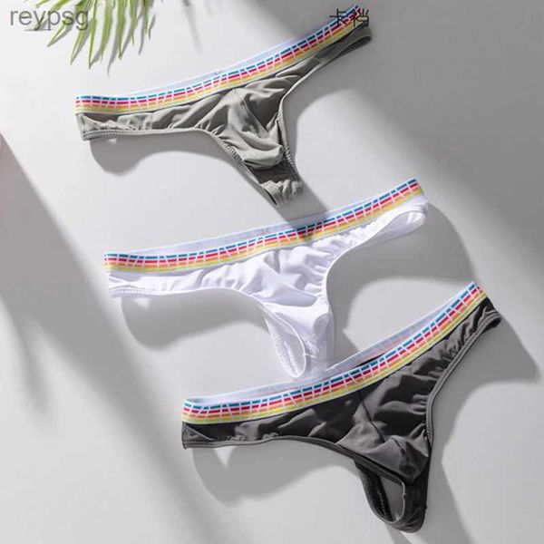 Slips Höschen Mode Herren G-String Unterwäsche Mann Sexy Atmungsaktive Unterhose Eis Seide Bequemer männlicher Tanga Tanga Cueca T-Back Bikini YQ240215