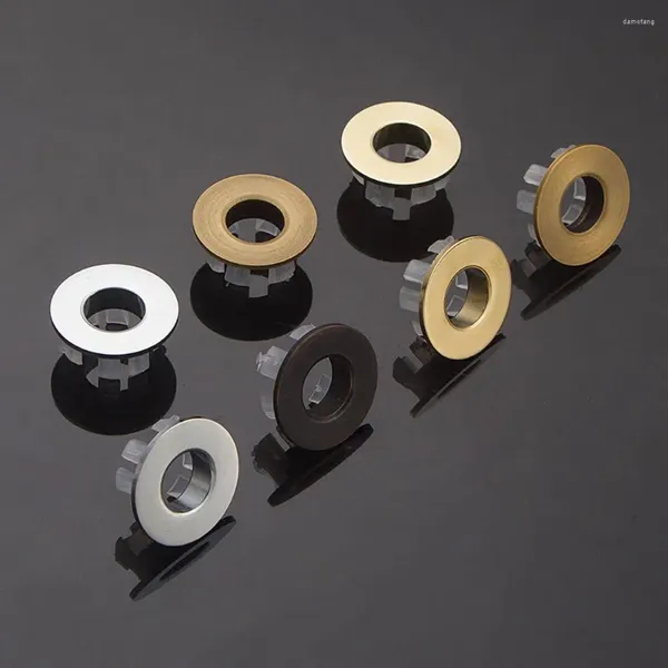 Set di accessori per il bagno Rubinetto per lavabo in plastica Inserto per troppopieno rotondo in ottone Inserto per foro per bagno con anello cromato