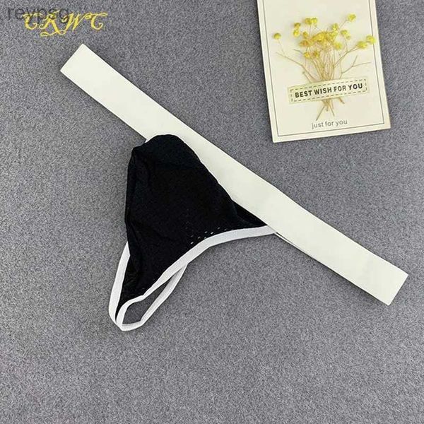 Slip Mutandine Uomo Perizoma Intimo Sexy Mesh Traspirante Vita bassa Slim Elastico T Pantaloni Nylon Comfort Gay Lingerie Solid Pene Pouch G-String YQ240215